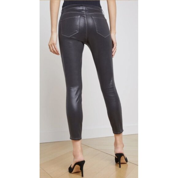 L’Agence Margot High Rise‎ Skinny Coated Army Green Gold Contrast 25 Stretch NWT - Picture 11 of 11